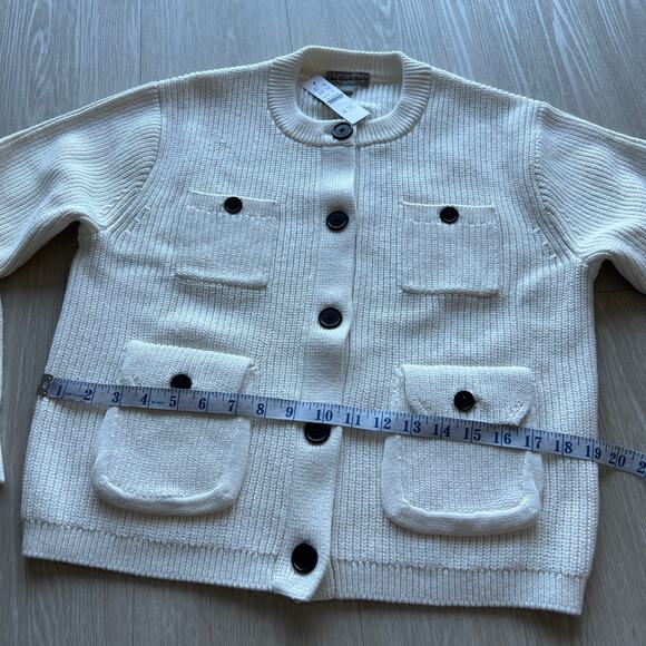 J Crew Four Pocket Cardigan Womens Small White Flaw - Picture 6 of 13